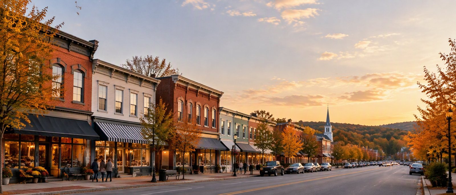 Small business storefronts along a New York main street